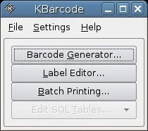 KBarCode Main Window